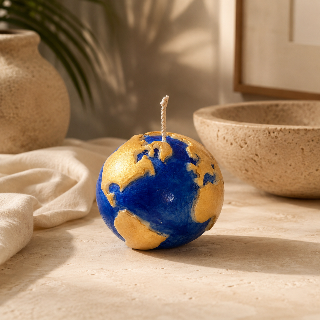 Atlas Doré Globe Candle
