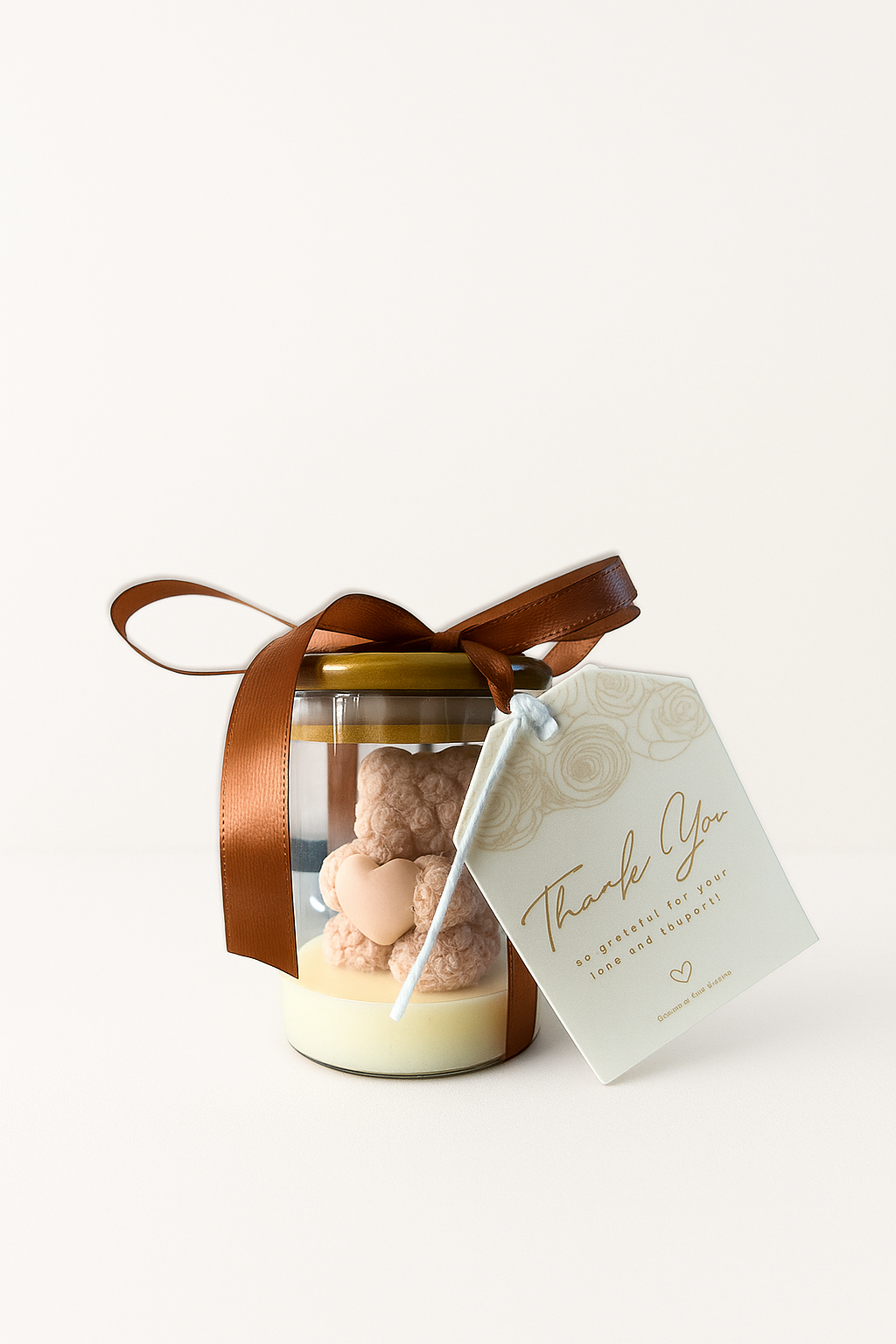 Glass Heart Bear Candle