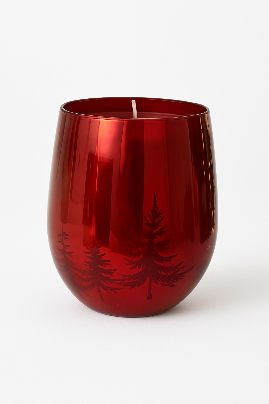 Holiday Tree Candle Jar Red