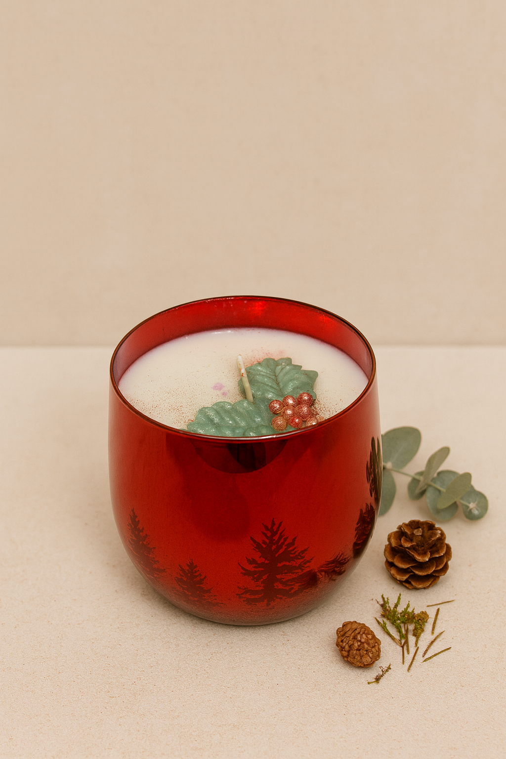 Holiday Tree Candle Jar Red