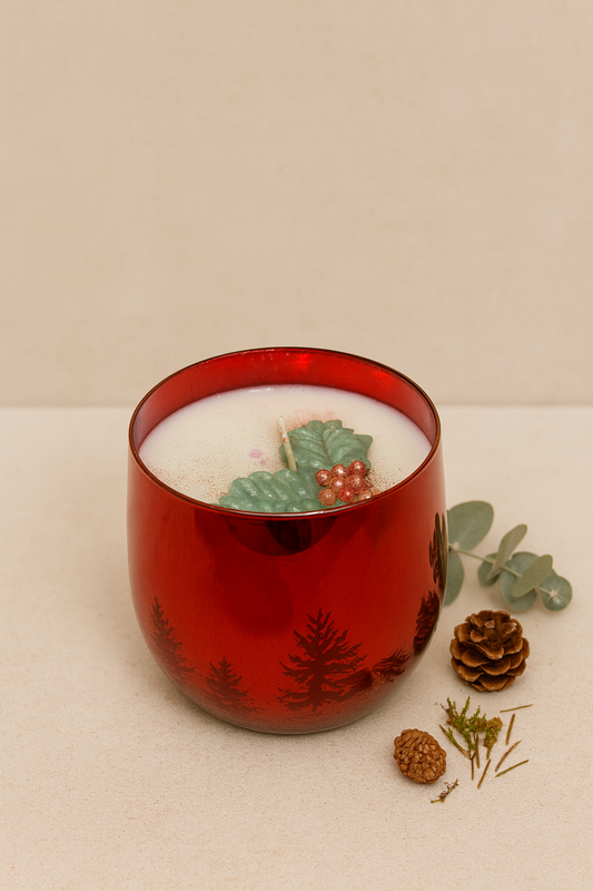 Holiday Tree Candle Jar Red