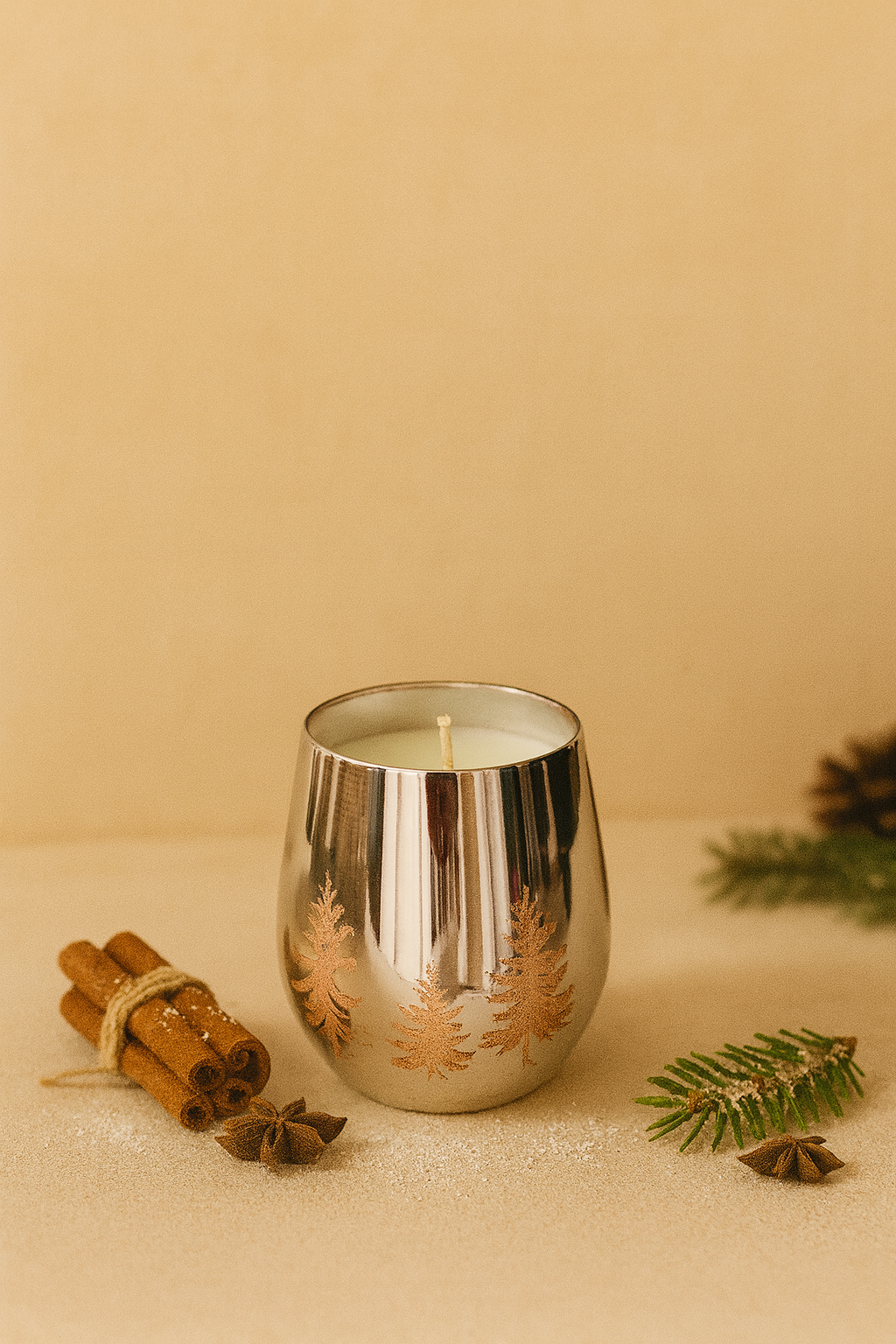 Holiday Tree Candle Jar Rose Gold