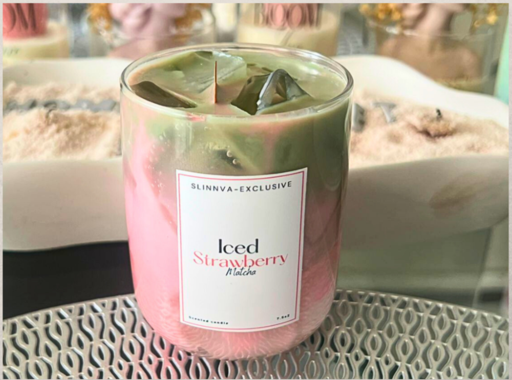Iced strawberry Matcha latte