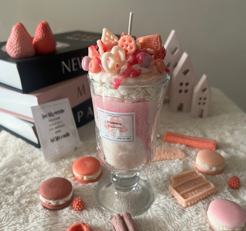 Strawberry Merengue Dessert Glass Jar