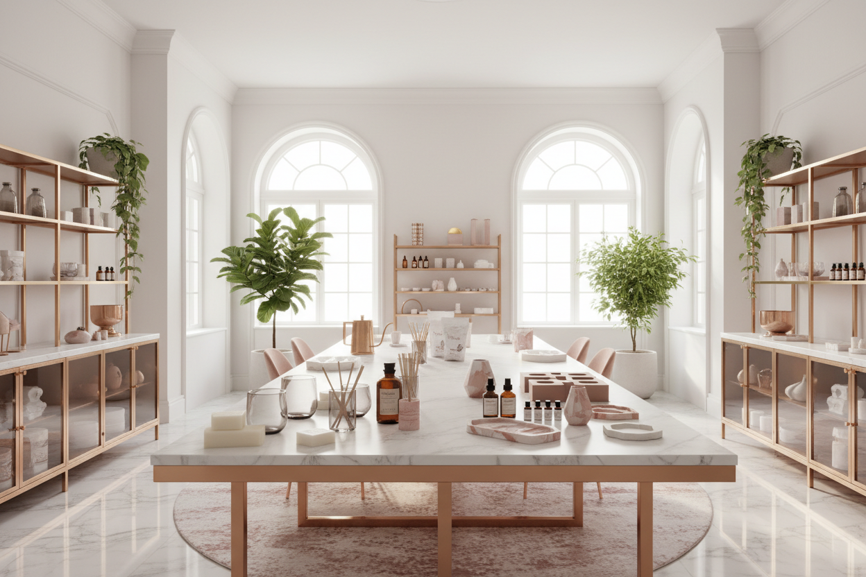 Luxury candle and Jesmonite making workshops, in an luxury atelier 